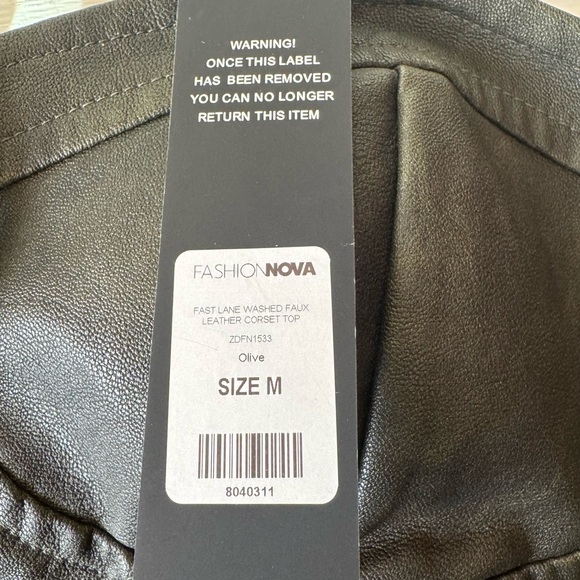 Fashion Nova Faux Leather Corset Top | Lace-Up Bustier Camisole Y2K Clubwear - Picture 12 of 15